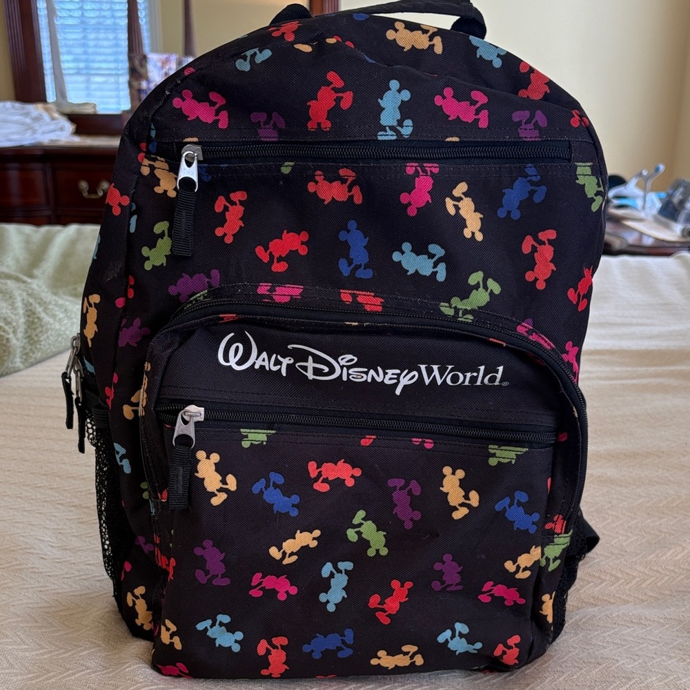 Disney Black Backpack with Colorful Mickey Mouse Silhouettes Walt Disney World